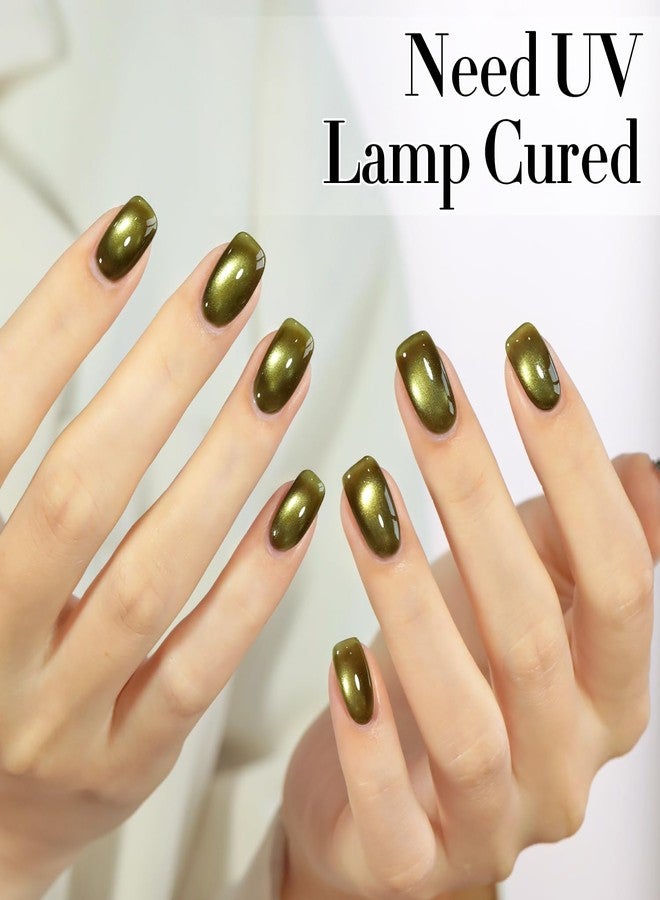 دابل ريذم طلاء أظافر جل مزدوج الإيقاع 0.5 أونصة بتصميم عين القطة مع مغناطيس، نفس اللون، نفس الزجاجة، لون لامع ثلاثي الأبعاد، لون شفاف، صالون تجميل 15 مل، فن الأظافر المغناطيسي (أخضر حكيم - MC1277) - Image 4